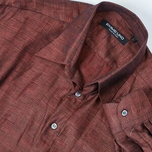 Emme Uno Shirt Mens Large Long Sleeve Made in Italy Linen‎ Cotton Pocket
